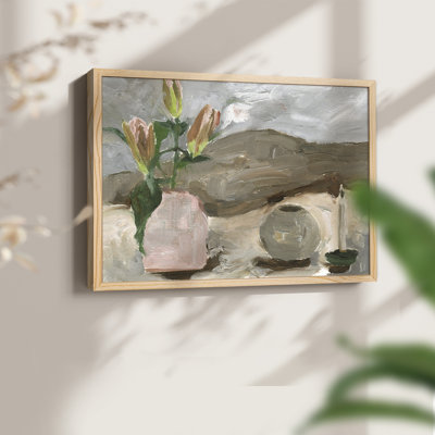 Vase of Pink Flowers V -Framed Print - Restickable