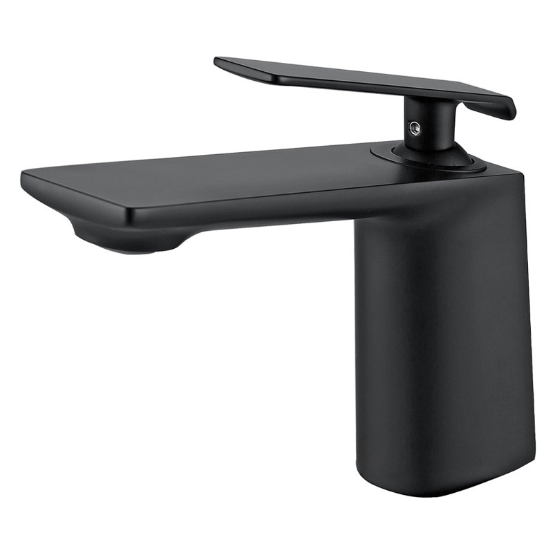 Robinet de lavabo luxueux à poignée simple en noir, Noir