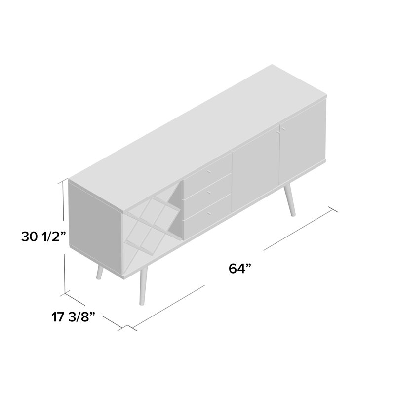 Utopia 63.38" Wide Contemporary Modern 3-Drawer Sideboard in Maple Cream and White, White Gloss and Maple Cream