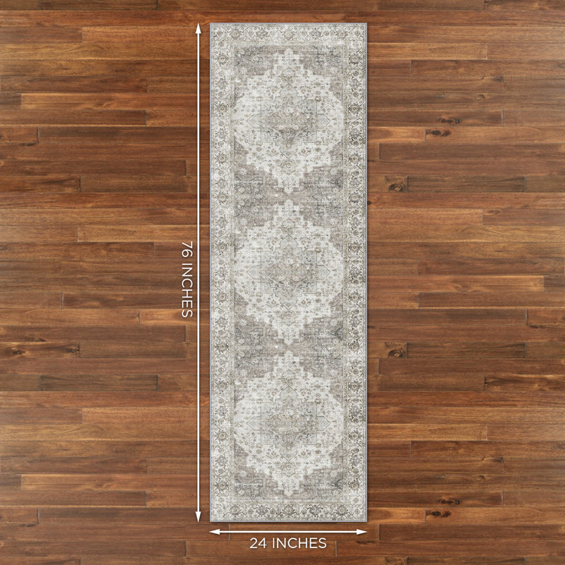 Gray Chenille Flat Woven Runner Rug with Stain-resistant Synthetic Fibers