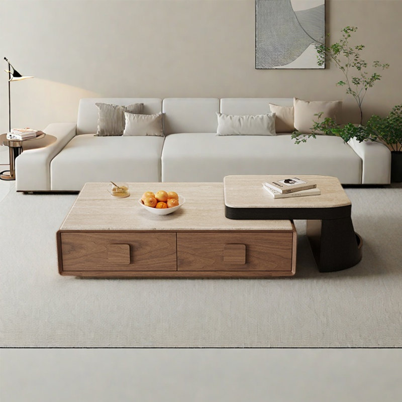 Simple square microcrystalline stone coffee table