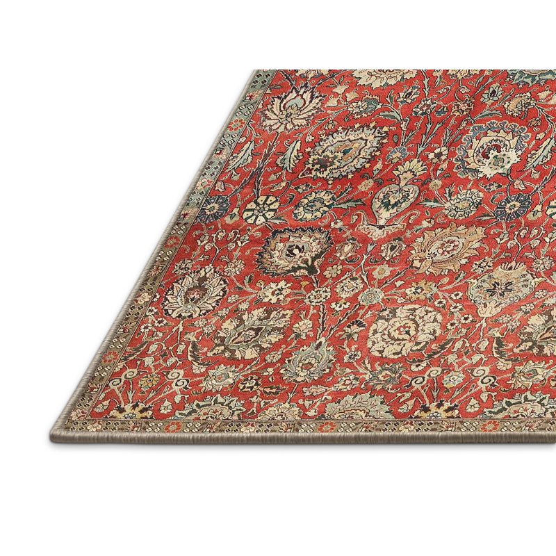 Tapis à motif floral brun, Rectangle 5 pi x 7 pi