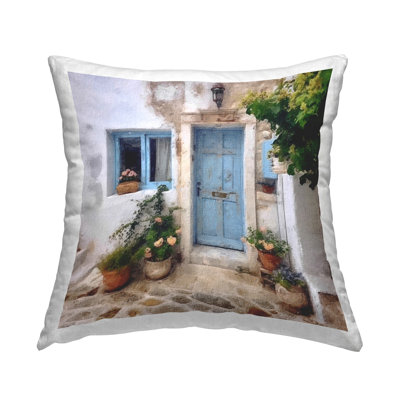 Design de coussin décoratif imprimé de porte grecque par RileyB