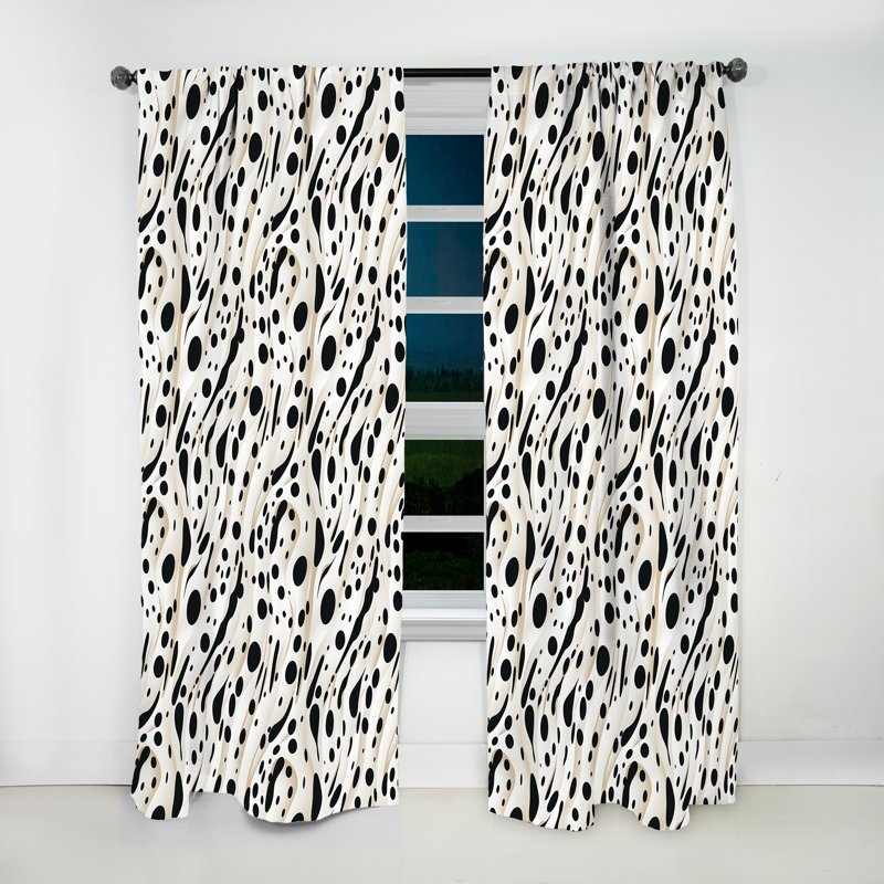 Rideau obscurcissant géométrique blanc et noir Snow Leopard Spots II - 1 panneaux, L 52 po x L 108 po