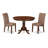 3 Piece Dining Room Table Set Contains a Round Kitchen Table with Pedestal and 2 Brown Linen Linen Fabric Parson Dining Chairs, 42x42 Inch, Mahogany-82180116-82180117-129437961