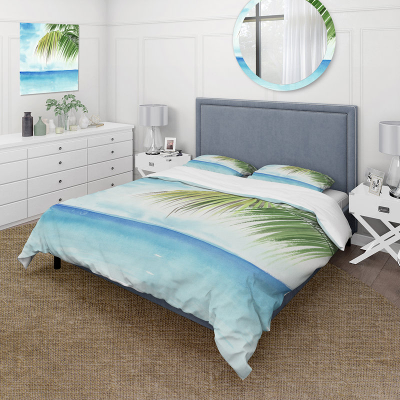Palm Beach Resort At Dawn III - Ensemble de housse de couette nautique et côtier - Microfibre de polyester
