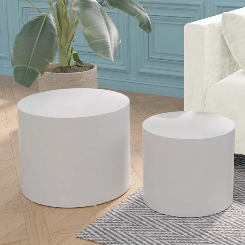 Ensemble de tables basses rondes, Blanc