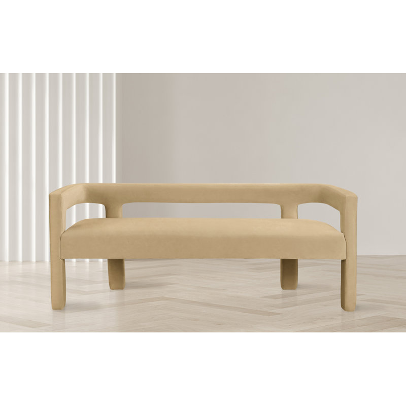 Athena Velvet Upholstered Bench, Camel Velvet