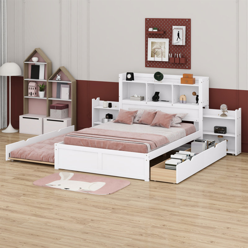 Catelin Bookcase Bed, White