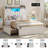 Farmhouse Bed Frame With 2 Storage Drawers, Wooden Platform Bed With Led Lights And Charging Station, Rustic Headboard With Sliding Barn Door Storage Cabinets-1825556313-1842327501
