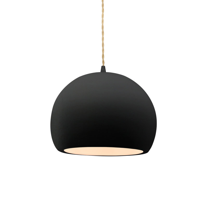 Luminaire suspendu à 1 lumière Aschwin, H 6 po x l 7 po x P 7 po, Bisque, Matte Black