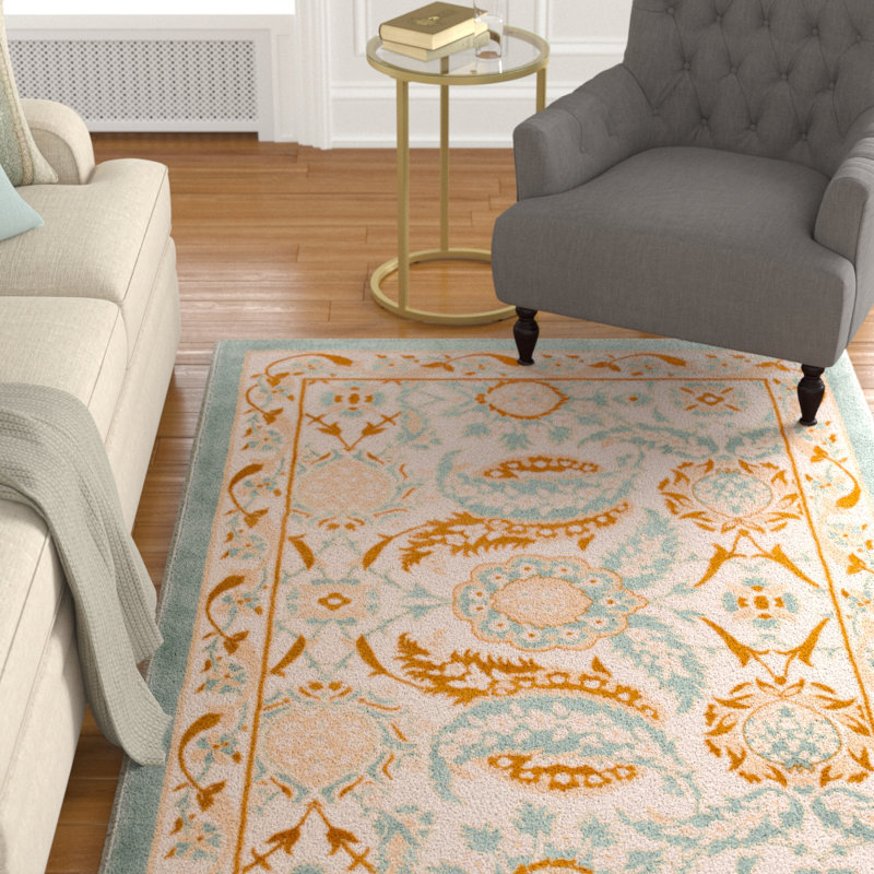 Tapis oriental orange Tishie, Rectangle 3 pi 11 po x 5 pi 7 po