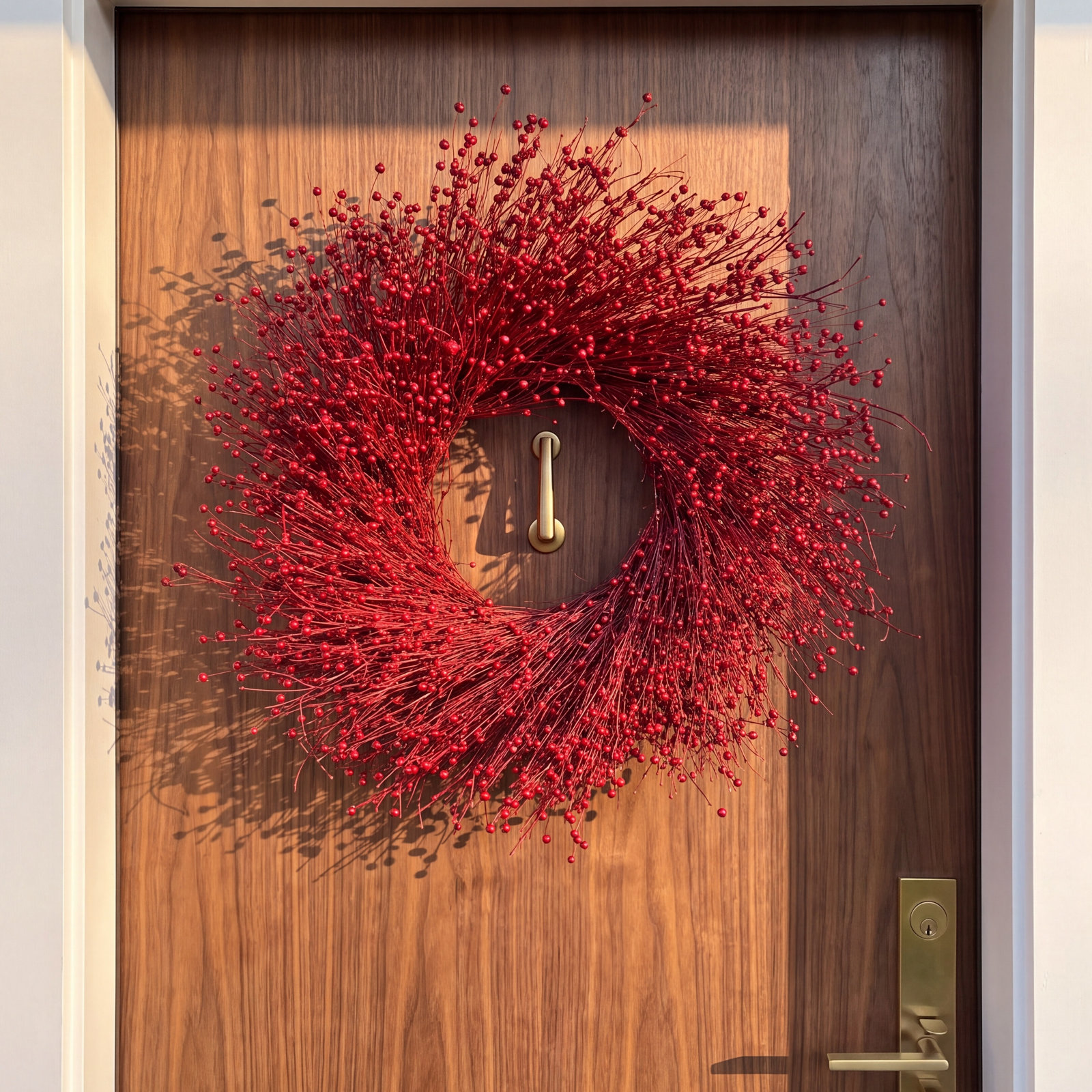 Preserved Burgundy Twigs and Flax Wreath, 26" W x 26" H x 6" D