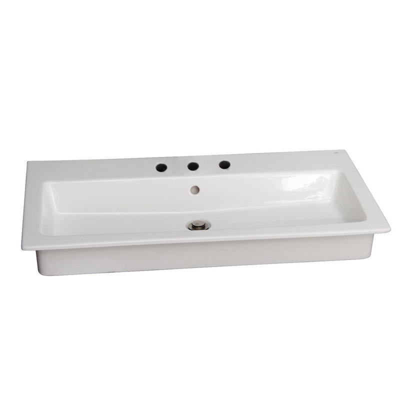 Barclay Harmony 18.87'' White Vitreous China Rectangular Bathroom Sink with Overflow, 8" Centers