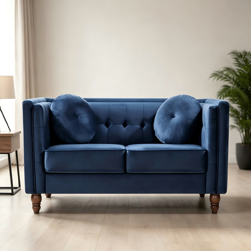 Causeuse Chesterfield 2 places, Deep Blue Velvet