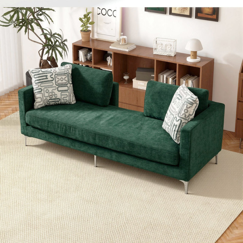 Canapé 77,5 "en chenille moderne pour la chambre d'amis du salon, Green Chenille