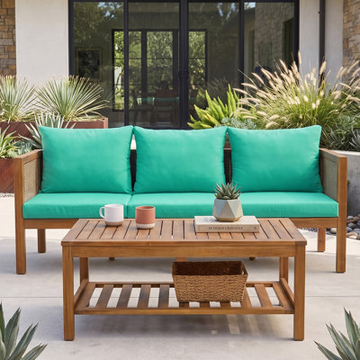 3-Person Solid Wood Patio Seating Group
