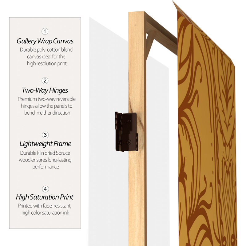 47.25'' 3 - Panel Folding Room Divider, Gold