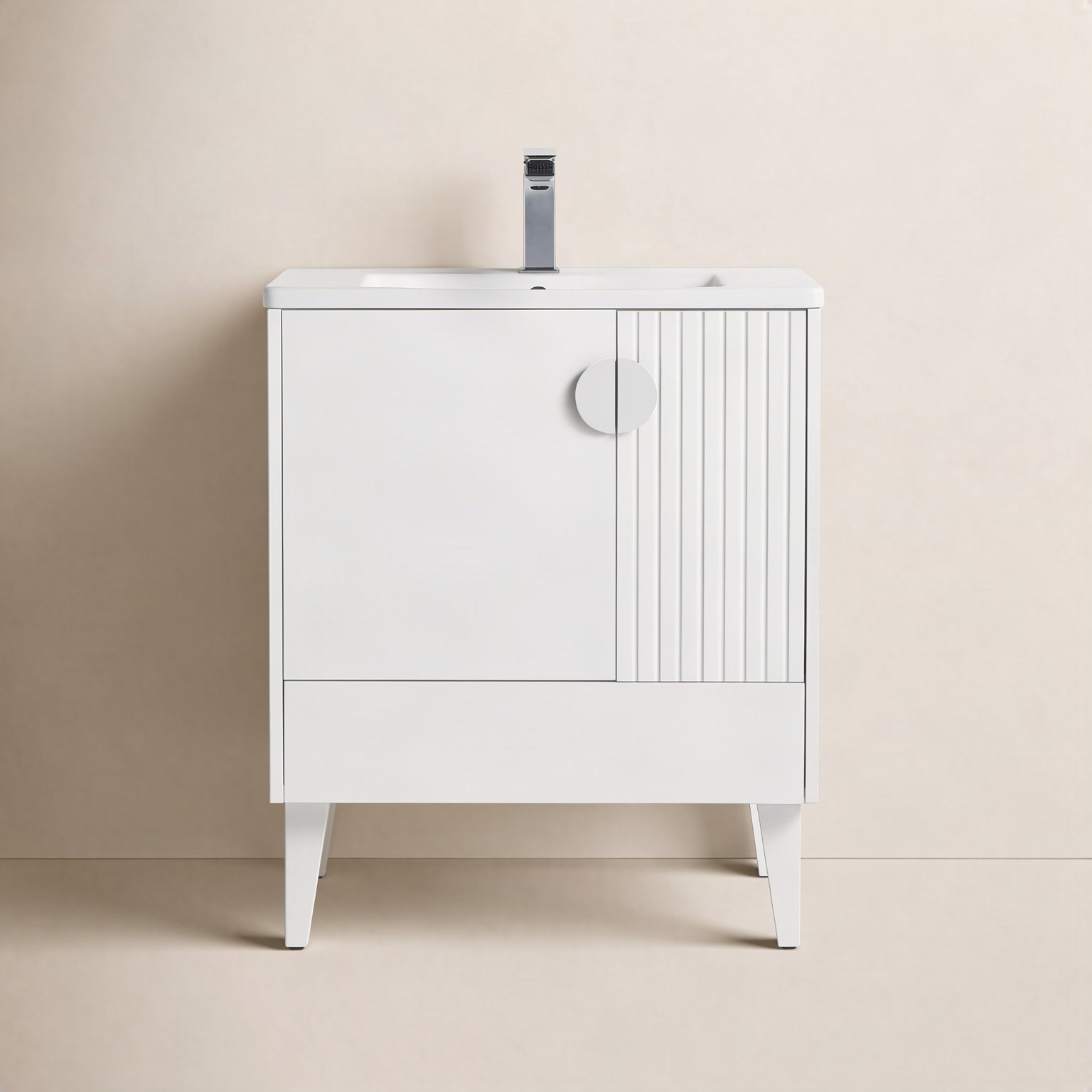 Saimah 30'' Single Bathroom Vanity, White Matte, Polished Chrome