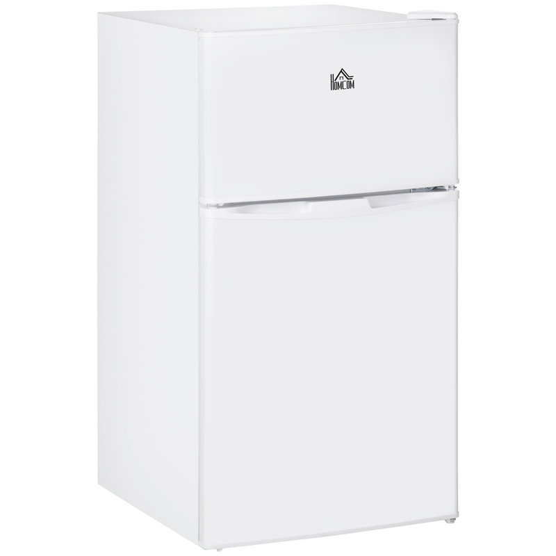 Double Door Mini Fridge With Freezer, White