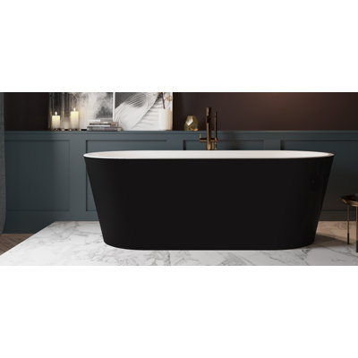 59" x 30" Freestanding Soaking Fiberglass Bathtub