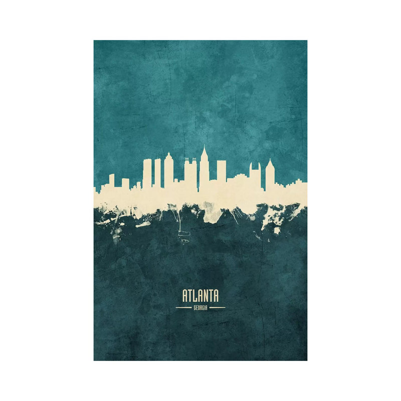 «Atlanta Georgia Skyline» par Michael Tompsett, reproduction d'art sur toile tendue, H 18 po x l 12 po x 1,5 po