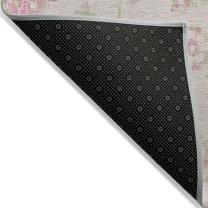 Tapis d'intérieur / extérieur en polyester tissé à la machine à motif floral rose mâle Malé, Rectangle 9 pi x 12 pi