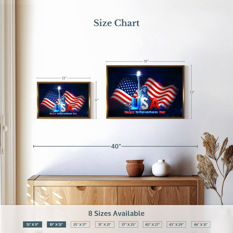 Statue de la liberté, drapeau des États-Unis, 19 po x 13 po, Cadre flottant doré
