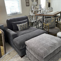 Ariee Upholstered Chaise Lounge Wade Logan Fabric: Light Gray Corduroy