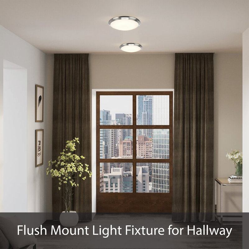 Glass LED Flush Mount, Satin Nickel