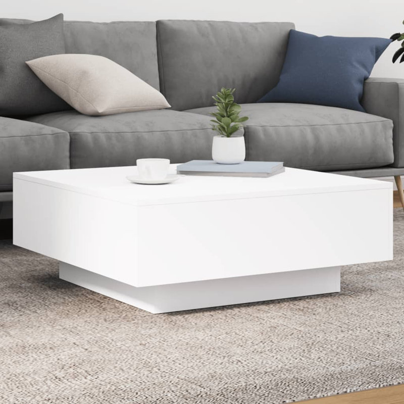 Jlea Pedestal Coffee Table, 31cm H x 80cm L x 80cm W, White