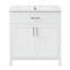 Meuble-lavabo de 30 po: lavabo en céramique et beaucoup de rangement. Compact pour les petites salles de bain. Blanc, bois massif +. 2 portes, 1 tiroir. Élément élégant-1157287843