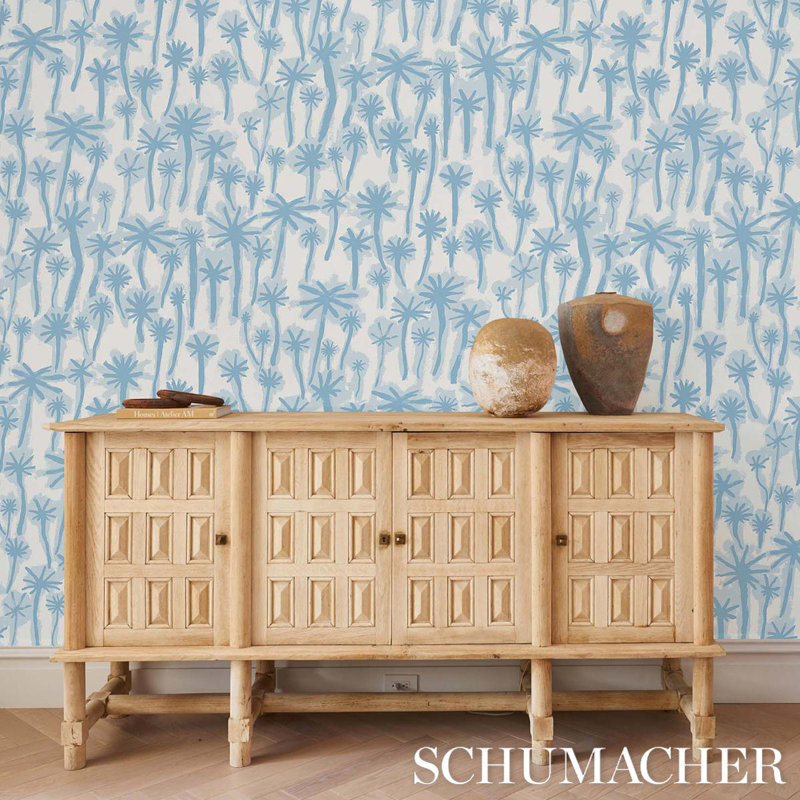 Schumacher x Abel Macias Palmitas Wallpaper, Teal