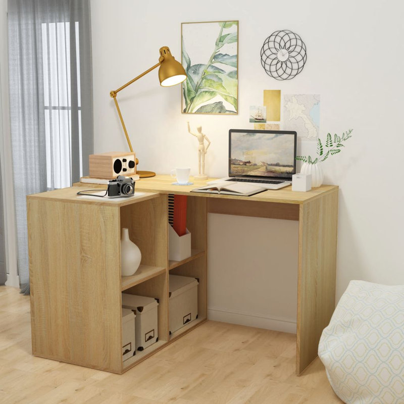 Patmos L-Shaped Writing Desk, Oak
