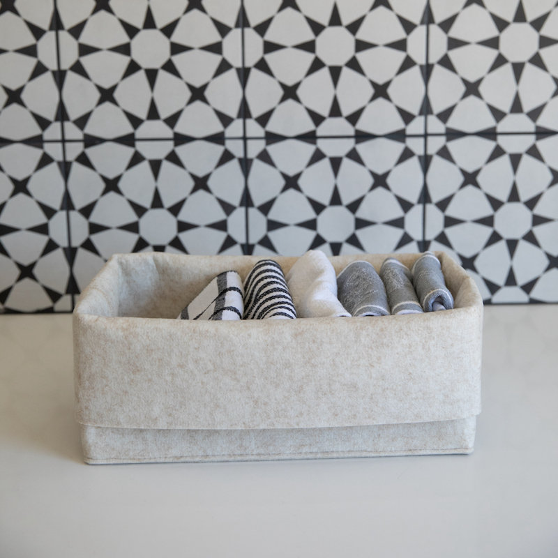 Petit bac de rangement en feutre Flex, Beige