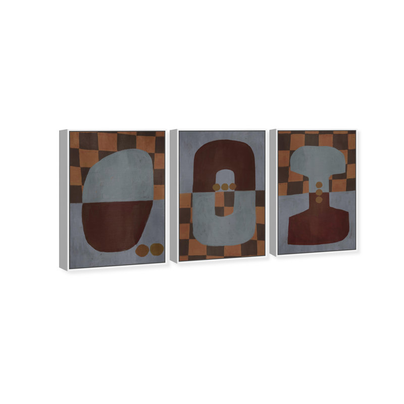 Checkered Dominos Set Set by Oliver Gal, 16" H x 11" W, White Floater Frame