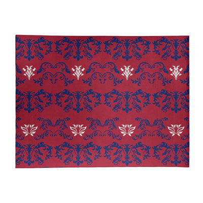 Tapis rouge / bleu marine Damask