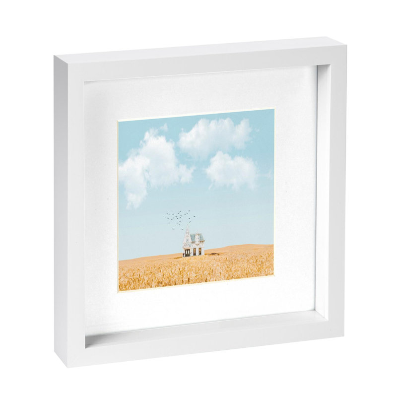 Nicola Spring - 10" x 10" White 3D Box Photo Frame, 6" x 6", White