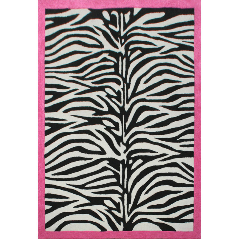 Tapis rose à imprimé zébré Terry, Rectangle 7 pi 7,2 po x 9 pi 6 po