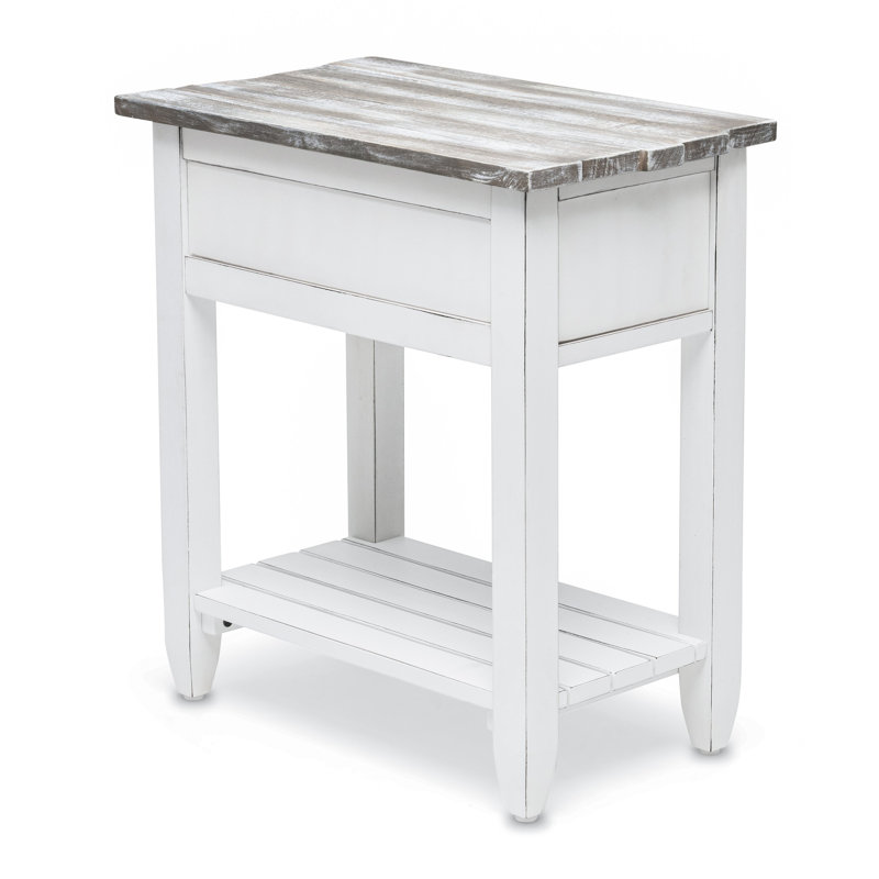 Table de bout Delaplaine Coastal, Gris / blanc