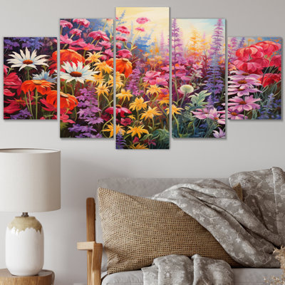 Chenault - impression sur toile florale - 5 panneaux