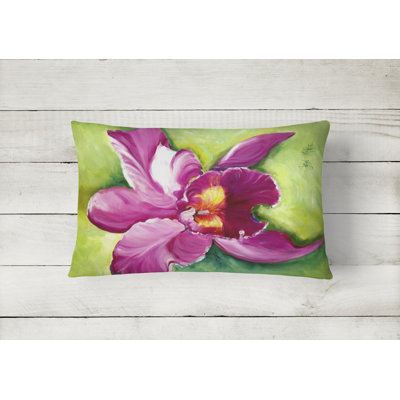 Orchid Floral Outdoor Throw Pillow