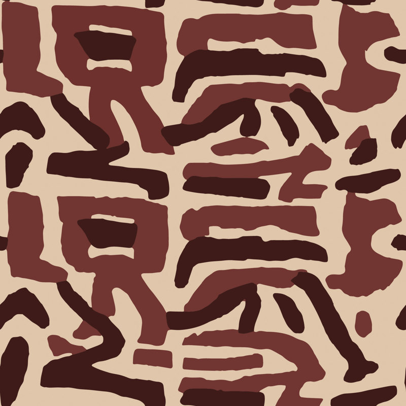 Tribal Traditions Wallpaper, Non-Pasted, Merlot Taupe, Paper