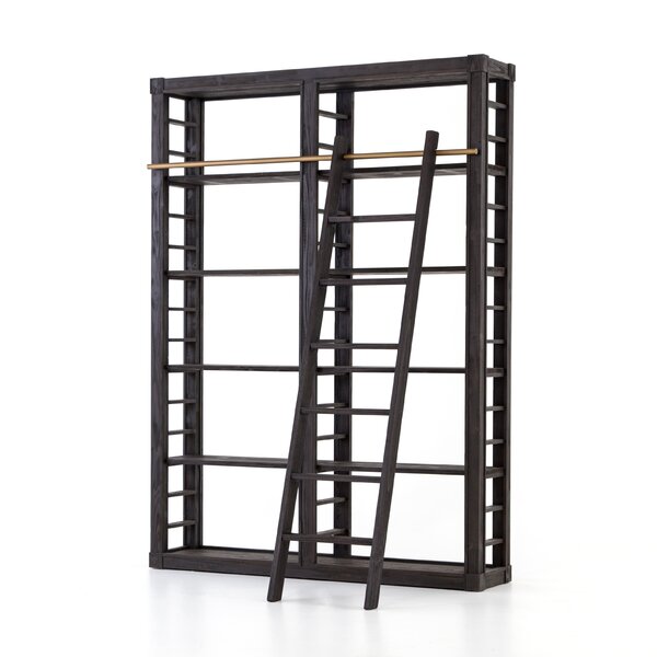 80x63 Industrial Mobile Library Bookcase with Ladder – LOOMLAN