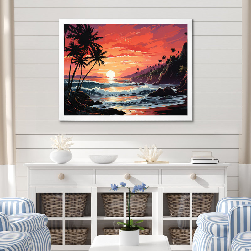 «Allivia Beach Tropical Vibes XV», reproduction sur toile, H 16 po x l 32 po x P 1 po, Cadre simple blanc