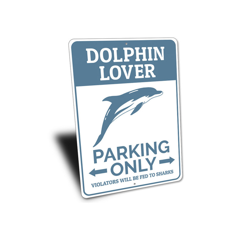 Enseigne en aluminium Dolphin Lover, H 18 po x l 12 po x P 0,06 po