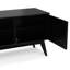 Meuble télé bas de 60 po en bois massif de style moderne Mid-Century pour téléviseur de 65 po ou moins avec 2 armoires et tablettes ouvertes Draper-1926245731