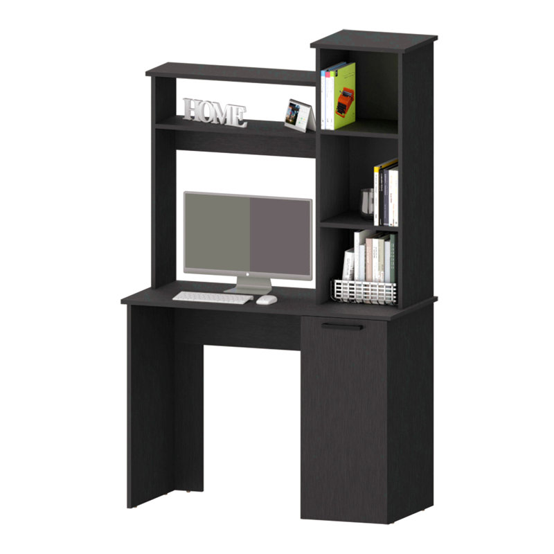 Bureau d'ordinateur à 3 tablettes de rangement, Noir