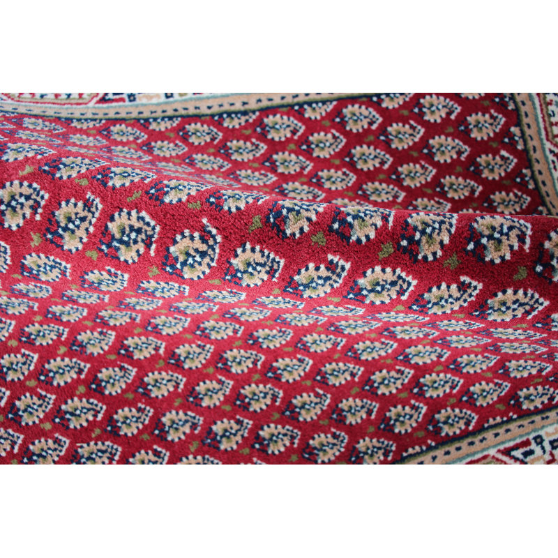 Hand-Knotted High-Quality Red and Beige Area Rug, Rectangle 2' x 3'