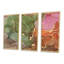 Mauve et vert, art liquide - 3 pièces, cadre flottant, impression sur toile-1425879534-1425879535
